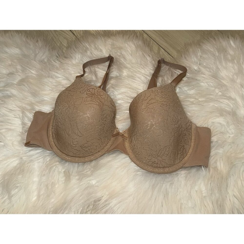 Chantelle 2756 Velvet Touch Bra T-Shirt Lined Underwire Floral Womens 36C Beige